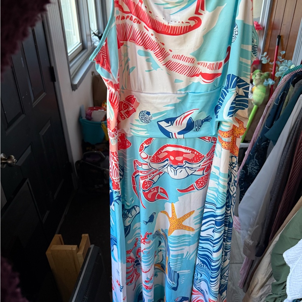 Colorful Sea Life Maxi Dress